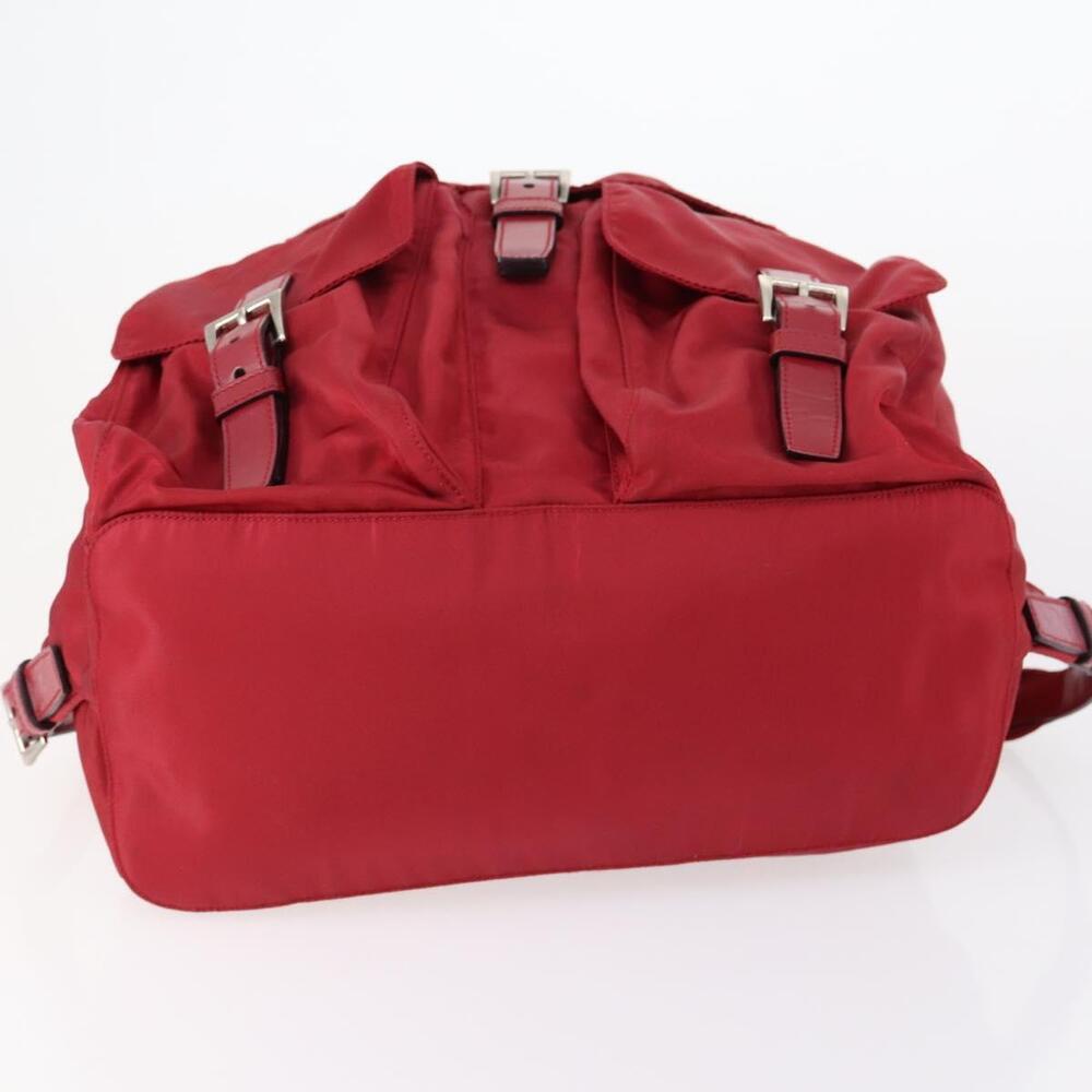 PRADA Backpack Nylon Red Silver Auth 154157 - Picture 5 of 16